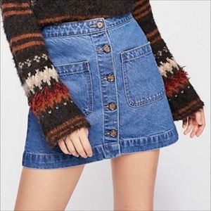 We the Free Super HighRise  Button DownDenim Skirt   Size 26